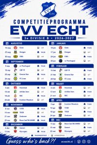 Indeling 3e divisie B en wedstrijdprogramm